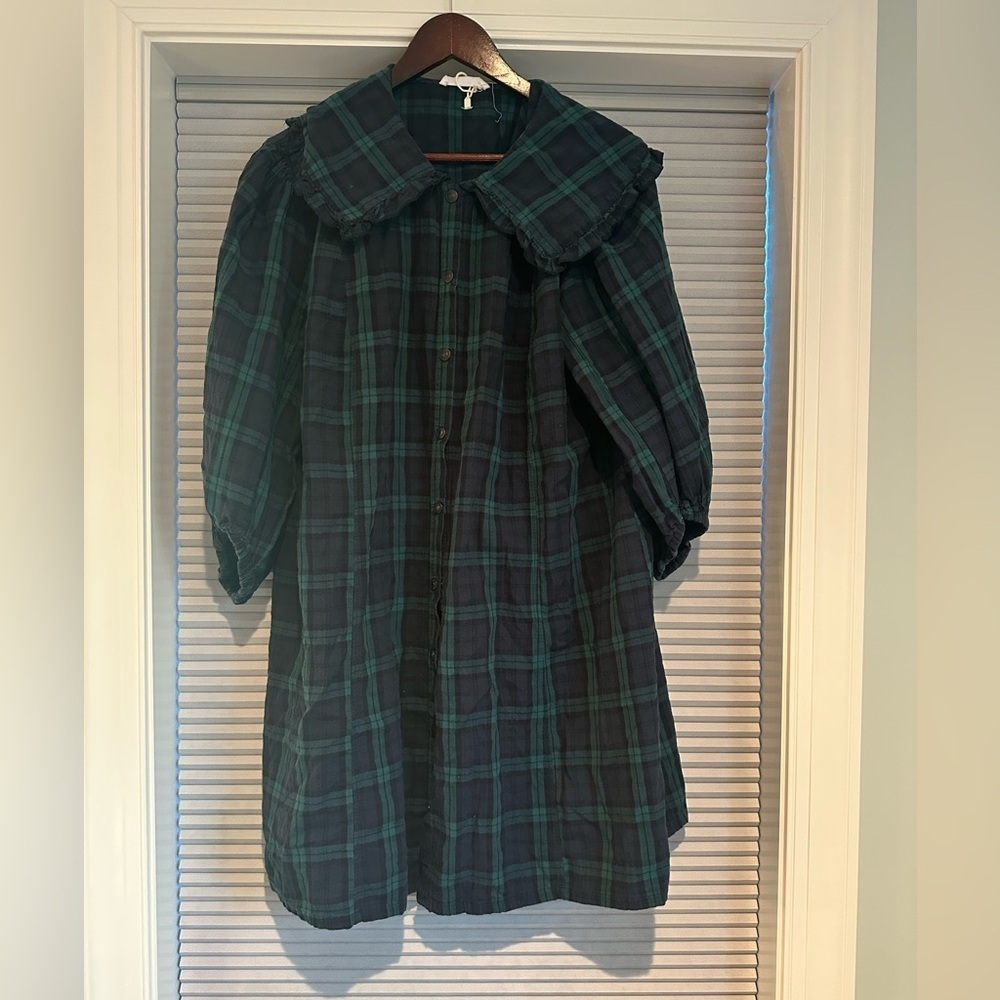 Green and black tartan dress from MANGO